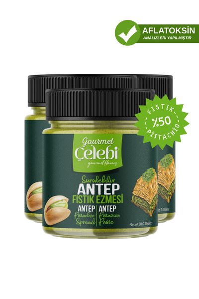 gourmet çelebi Kahvaltılık Antep Fıstık Ezmesi 3'lü Paket