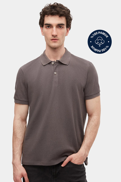 D'S Damat Ds Damat Regular Fit Anthracite Boxed Polo Neck T-Shirt