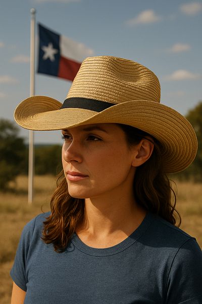 LAGRANZE Straw Stripe Detail Casual Women's Cowboy Hat