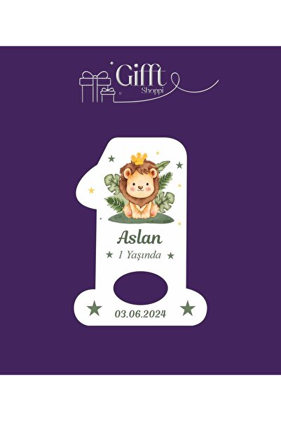 giftshoppi 10 Adet Açacak Magnet Hediyelik Aslan 1 Yaş Doğum Günü Yenidoğan M...