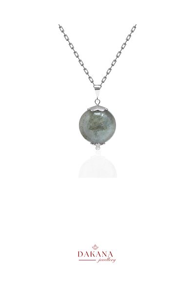 DAKANA JEWELLERY Certified Labradorite Natural Stone Taurus Silver Necklace