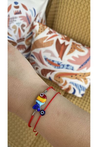 BAE ATOLYE Fish Lift Red Rope Bracelet Glass Murano