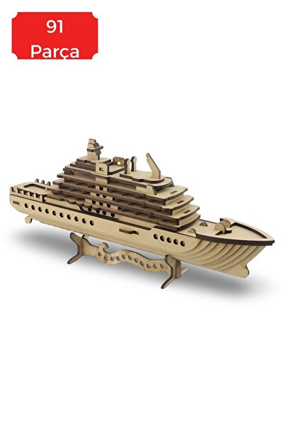 Genel Markalar Ahşap Yolcu Gemisi Maketi - 71 Parça 3D Puzzle - Dekoratif Ahşap Gemi Maketi