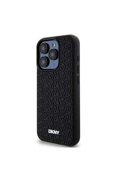 Dkny Case for iPhone 15 Pro - DKNY Hardcase 3D Rubber Repeat Pattern (DKHCP15L3DRPWK) - Black