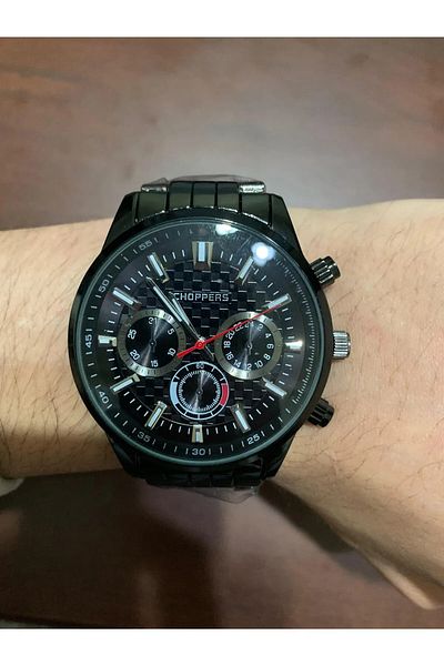 Choppers 🔥   Choppers Black Steel Chronograph Men's Wrist Watch - Masculine Elegance and Power Combined! 🔥