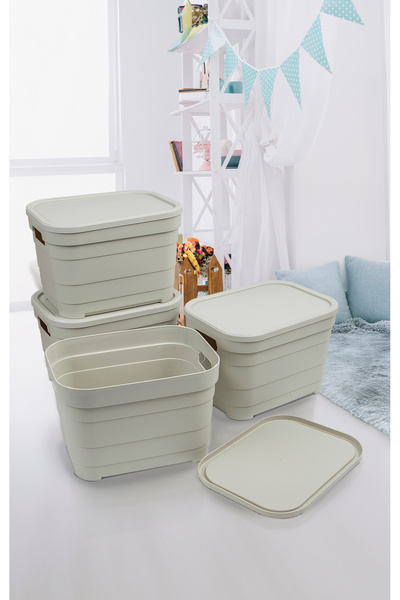 Nesto Home Set of 4 Multi-Purpose Colorful Box with Lid Office Organizer 4X5 Liters