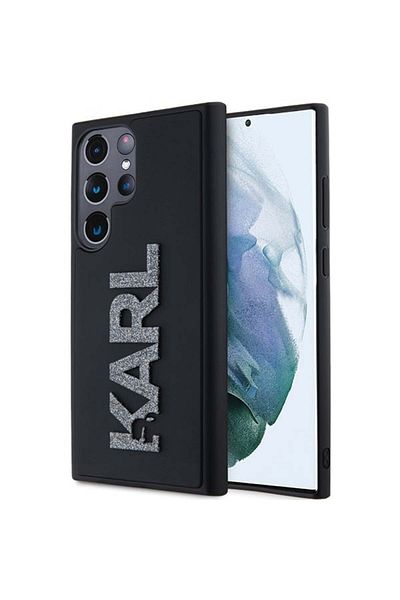 Karl Lagerfeld Case for Samsung Galaxy S24 Ultra - Karl Lagerfeld 3D Design (KLHCS24L3DMBKCK) - Rubber Glitter Logo