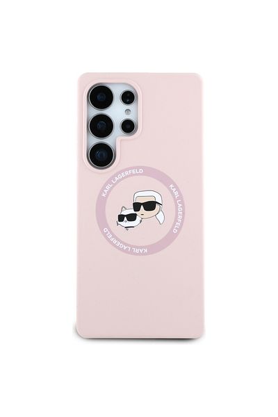 Karl Lagerfeld Case for Samsung Galaxy S25 Ultra - Karl Lagerfeld Silicone Double Heads (KLHMS25LSKCHTCP) - Pink