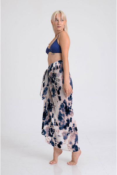 DESENİX Batik Wash Pattern Pareo - 100X145 cm - Silky Chiffon & Luxury Satin Fabric Option - Beach Dress