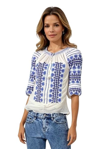rody's forever Women's blouse type ie R21, size M, white/blue