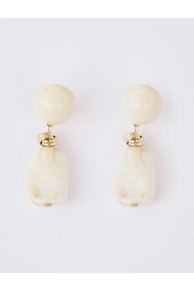 Jimmy Key Cream Color Marble Look Dangle Earrings