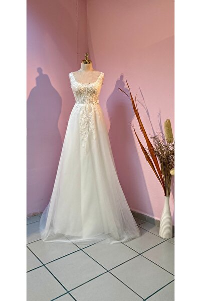 GÖKŞİN MODA Kırık Beyaz Helen Gelinlik