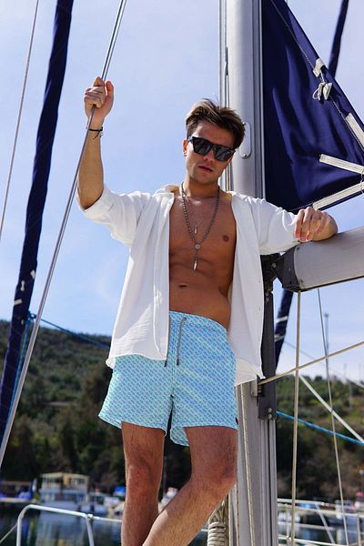 C&City Digital bedruckte Badeshorts für Herren C1166 Mint
