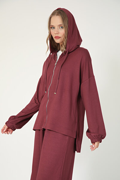 Suede Style 5804 - Stylish Comfortable Hooded Zippered Pants Women's Set