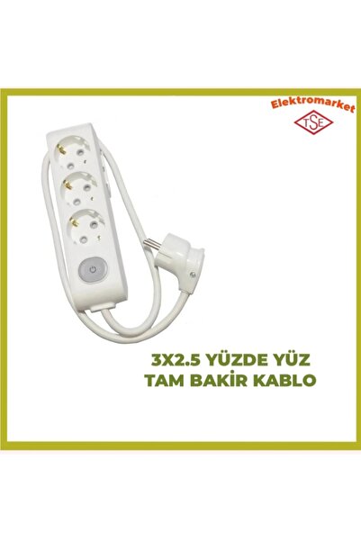 VİKO Multi-let 3 'lü 1 Metre Anahtarlı Topraklı Çocuk Korumalı (3x2.5 TTR TAM...