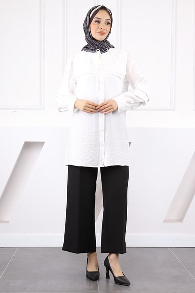 İmajButik Ecru Collar Detailed Tunic