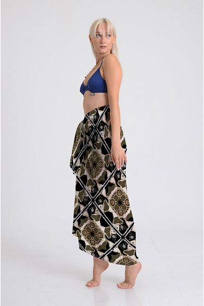 DESENİX Patchwork Pattern Pareo - 100X145 cm - Silky Chiffon & Luxury Satin Fabric Option - Beach Dress