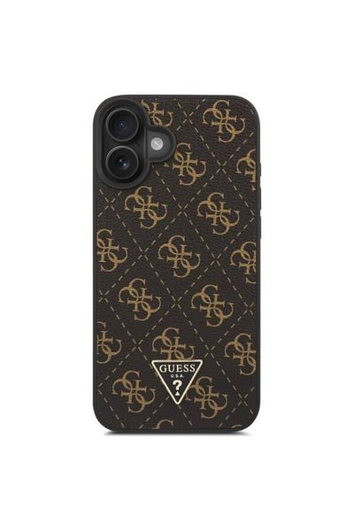 Guess Case for iPhone 16 Plus - Guess Hardcase 4G Triangle Metal Logo (GUHCP16MPG4GPK) - Black