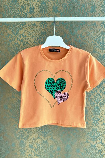 DPARİS Girl's Heart Printed T-Shirt