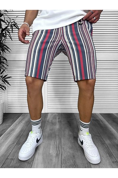 dehaine Shorts, for men, striped, casual, red, 13181