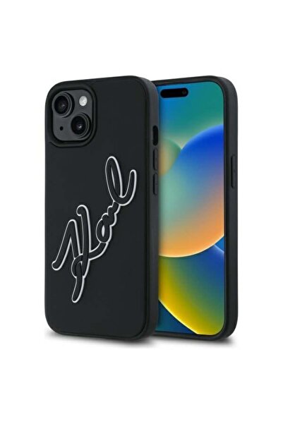 Karl Lagerfeld Carcasă pentru iPhone 15 - Design 3D (KLHCP15S3DRKSDLK) - Rubb...