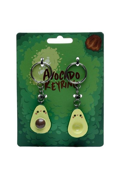 Puckator Set Of 2 Kawaii Avocado Keychains, 8 Cm, Green