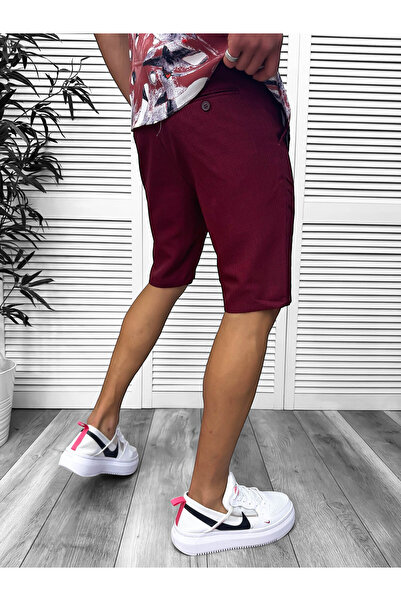 dehaine Men's casual shorts, Burgundy, 13057