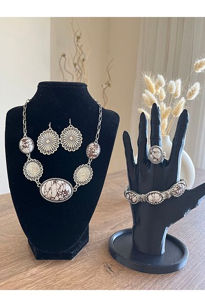 Büyük Hanım Retro Style Geometric Design Zinc 4-Piece Jewelry Set