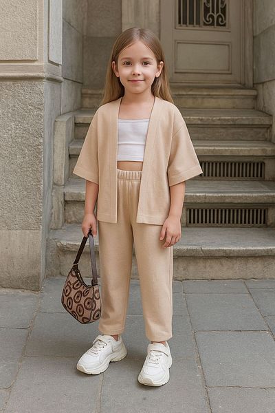 AFROGİYİM Children's Relaxed Fit Kimono Bottom Top Set