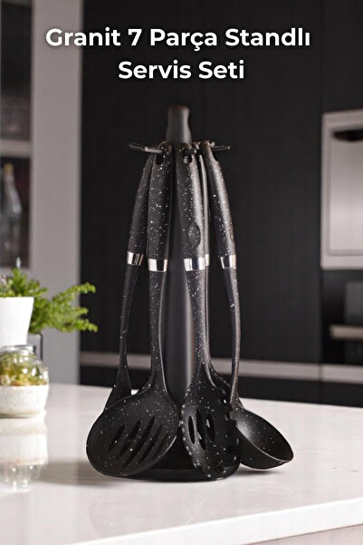 Sevinse Home Granit 7 Parça Standlı Servis Seti