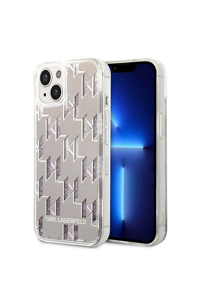 Karl Lagerfeld Carcasă pentru iPhone 14 Plus - Karl Lagerfeld Hardcase cu sclipici lichid (KLHCP14MLMNMS) - Monogramă argintie