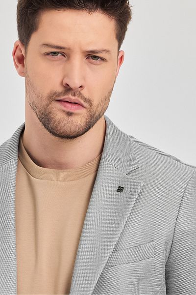 Frappoli Ανδρικό τζάκετ Antony Navy Blue-Grey από πολυεστερικό ύφασμα Slim Fit Ανοιξιάτικο-Καλοκαίρι αθλητικό σακάκι