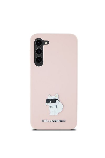 Karl Lagerfeld Carcasă pentru Samsung Galaxy S23 - Karl Lagerfeld Silicon (KLHCS23SSMHCNPP) - Pin metalic Choupette roz