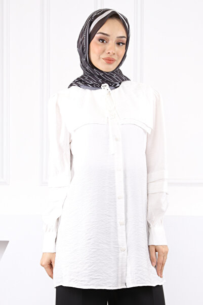 İmajButik Τονίκ με λεπτομέρεια γιακά εκρού