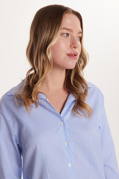 Tudors Cămașă albastră cu mânecă lungă, slim fit, cu croială relaxată