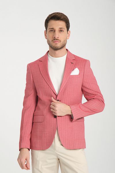 Frappoli Candela Men's Red Slim Fit Slim Fit Spring-Summer Sports Blazer Jacket