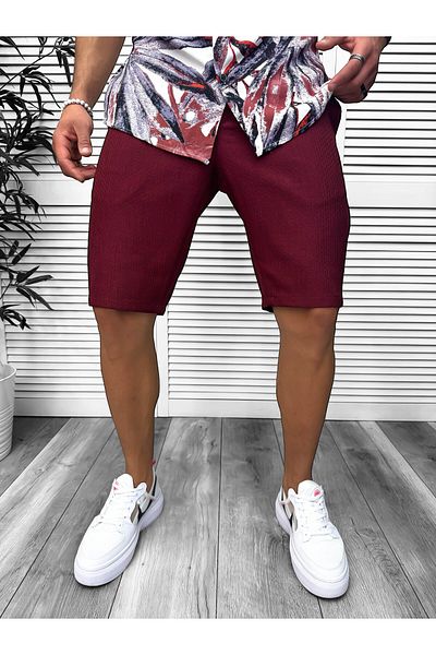 dehaine Men's casual shorts, Burgundy, 13057