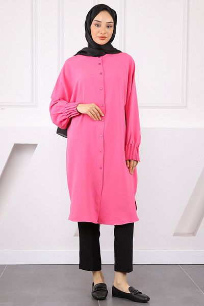 İmajButik Fuchsia Sleeves Ribbed Linda Tunic