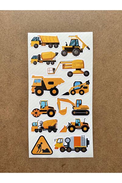 hdsticker 67Pcs Engineering Vehicle Sticker Set Dozer, Bucket, Excavator, Truck, Crane, Concrete Mixer Themed Sticker
