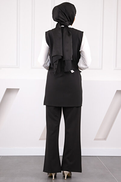 İmajButik Black Shirt Vest Trousers 3 Piece Combination Suit