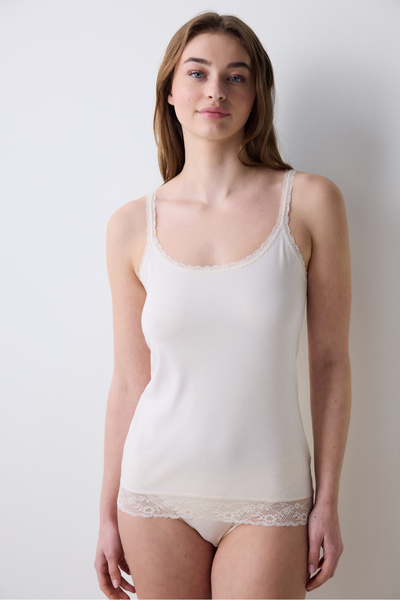 Penti Cotton Lace Cremă Atlet