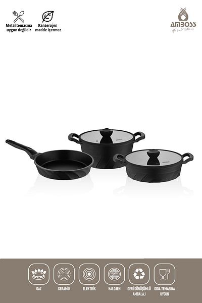 Amboss Quartz 5-Piece Cast Titanium Coated Cookware Pots Pans Set