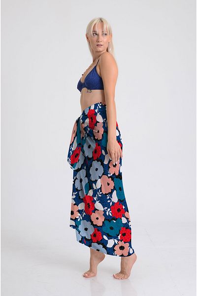 DESENİX Vector Floral Pattern Pareo - 100X145 cm - Silky Chiffon & Luxury Satin Fabric Option - Beach Dress