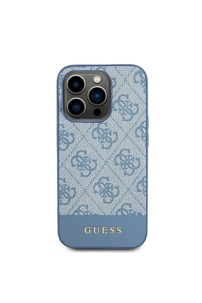 Guess Husă pentru iPhone 15 Pro Max - Guess Hardcase 4G Stripe Collection (GUHCP15XG4GLBL) - Albastră