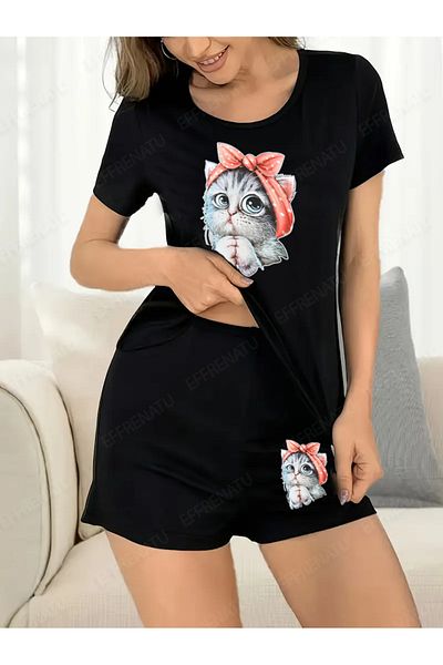 EFFRENATU Printed T-Shirt and Shorts Set for Women, Great Colors and Large Sizes