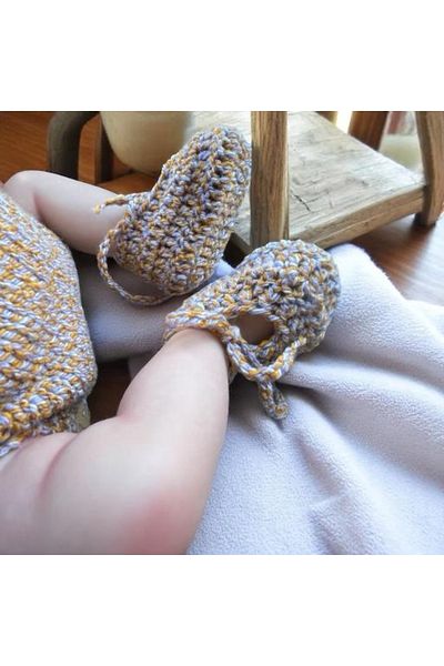 The Cloudish Shop Baby Hand Knitted Romper Booties Set 0-3 Months Photo Shoot Lilac Orange