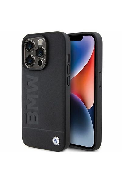 BMW Husă pentru iPhone 15 Pro - BMW, piele naturală, ștanțată la cald (BMHCP15LSLLBK) - Negru