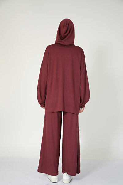 Suede Style 5804 - Stylish Comfortable Hooded Zippered Pants Women's Set