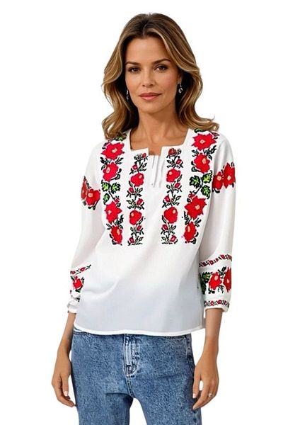 rody's forever Women's blouse type ie R 25, size XL, white/matte burgundy red