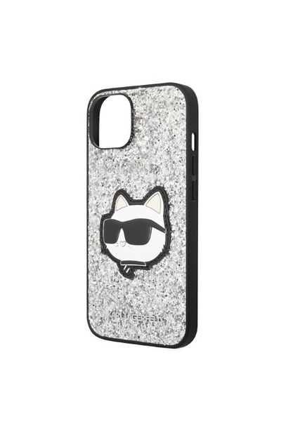 Karl Lagerfeld Case for iPhone 14 - Karl Lagerfeld Hardcase Glitter (KLHCP14SG2CPS) - Silver Choupette Patch